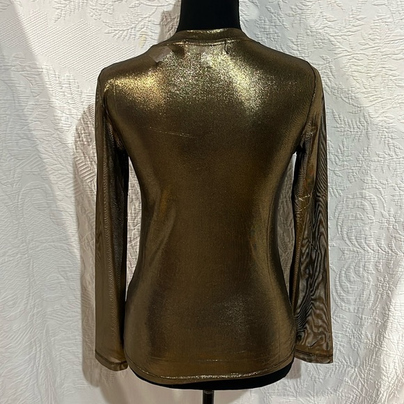 Porridge clothing gold shimmer‎ sheer top, size XXS, NWT - Picture 8 of 14